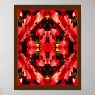 Poster Red Autumn deixa Abstrato de pintura natural