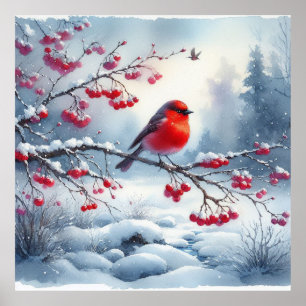 Poster Red Bird e Winter Landscape 2
