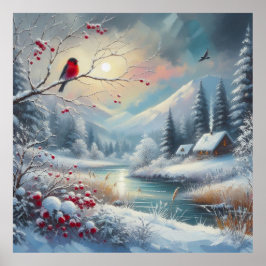 Poster Red Bird e Winter Landscape 5