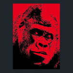 Poster Red Black Pop Art Gorilla<br><div class="desc">Computador digital Arte animal - Arte de Pop universitária - Imagens de computador animal selvagem</div>