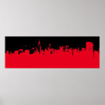Póster Red Black Pop Art Nova Iorque Skyline<br><div class="desc">Vermelho - Nova Iorque preto - Imagem de Arte Digital dos Arrastões de Manhattan</div>