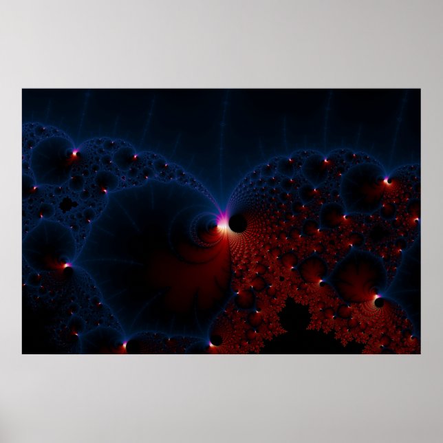 Póster Red Blue Cels Art Fractal (Frente)