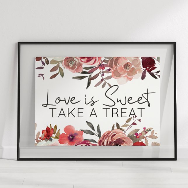 Poster Red Blush Floral Rosas Love is Sweet Favor (Criador carregado)
