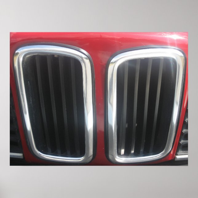 Póster Red BMW 635 CSi Grill (Dobradores) (Frente)