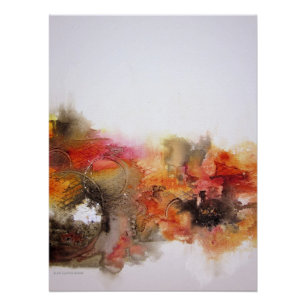 Póster Red Brown Orange White Modern Abstrato Canvas Art