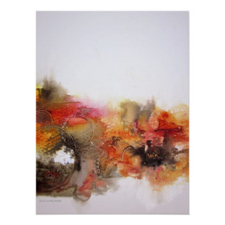 Póster Red Brown Orange White Modern Abstrato Canvas Art