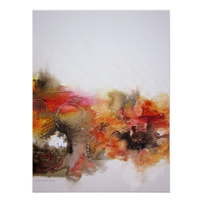 Póster Red Brown Orange White Modern Abstrato Canvas Art (Frente)