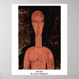 Póster Red Bust Por Amedeo Modigliani
