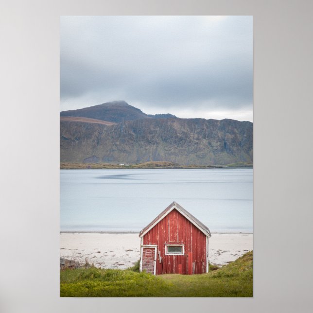 Poster Red Cabin Ramberg Lofoten (Frente)