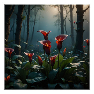 Póster red calla flower