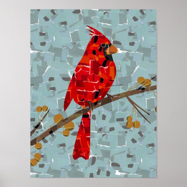 Póster Red Cardinal, a ave do Natal (Frente)