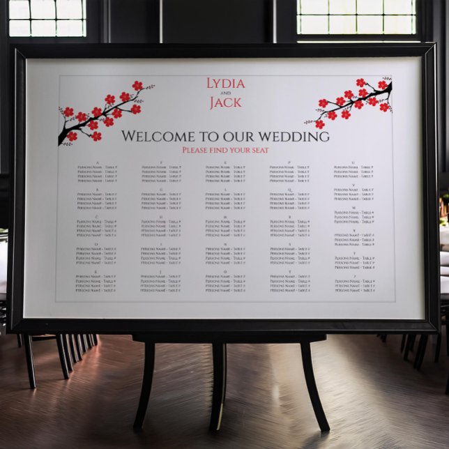 Poster Red Cherry Blossom Themed Wedding (Criador carregado)