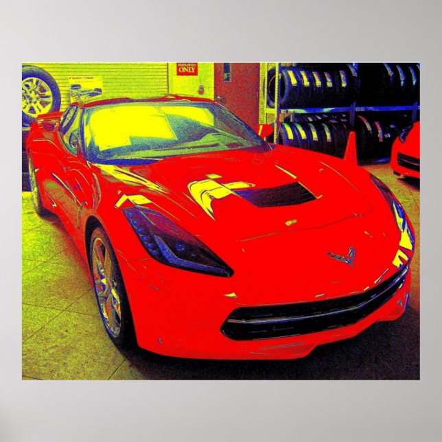 poster Red Corvette Stingray 2014 (50" x 40") (Frente)