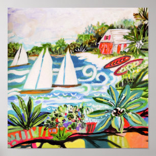 Poster Red Cottage by the Bay II