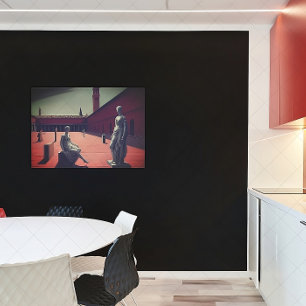 Póster Red Courtyard com Estatutos   Arte metafísica