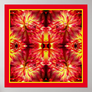 Poster Red Dahlia Flower Mirror Abstrato