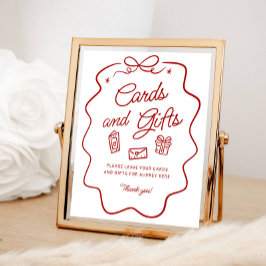 Poster Red Doodle Cards and Gifts Display