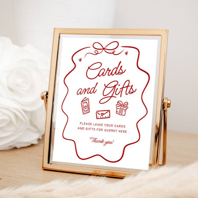 Poster Red Doodle Cards and Gifts Display (Criador carregado)