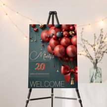 Poster Red Dourado Balloon Welcome Foam Core
