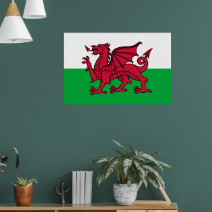 Poster Red Dragon Celtic Flag & Welsh
