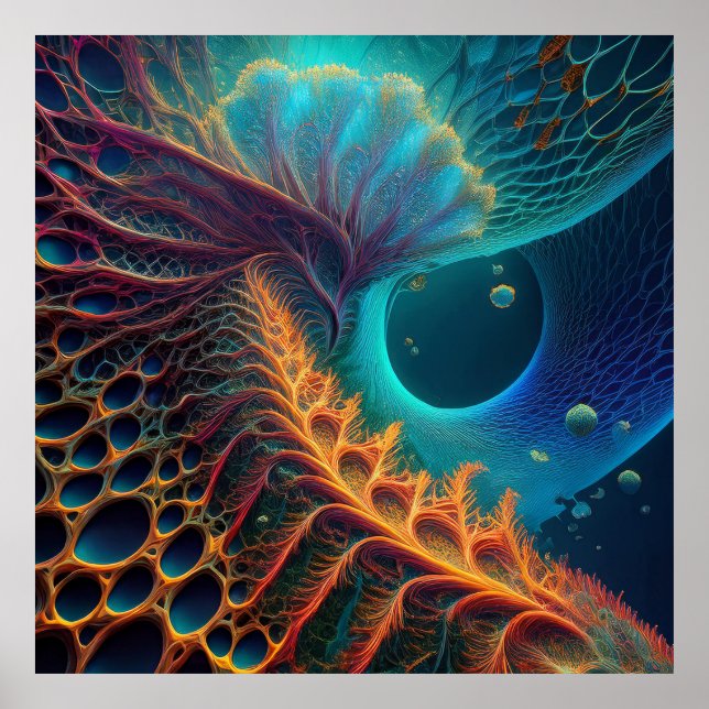 Poster Red E Black Mandelbrot (Frente)