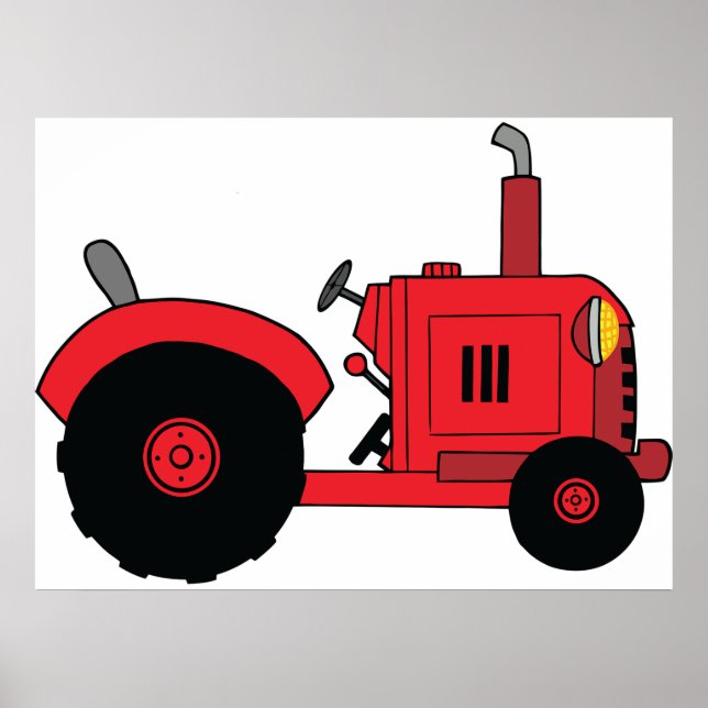 Poster Red Farm Tractor Vehicle (Frente)