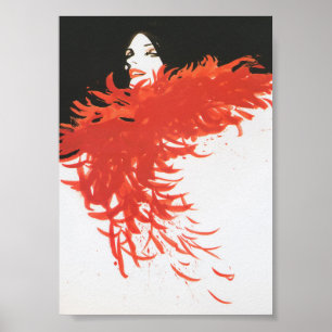 Poster Red Feather Boa Vintage - Moda