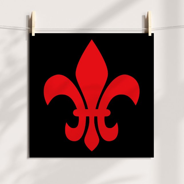 Póster Red Fleur de Lys (Red Fleur de Lys on Black Poster)