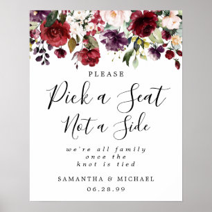 Poster Red Floral Escolha Um Assento Não Um Sinal De Casa