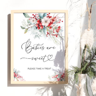 Poster Red Floral Winter Babies são Sweet