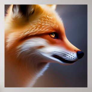 Poster Red Fox AI Art