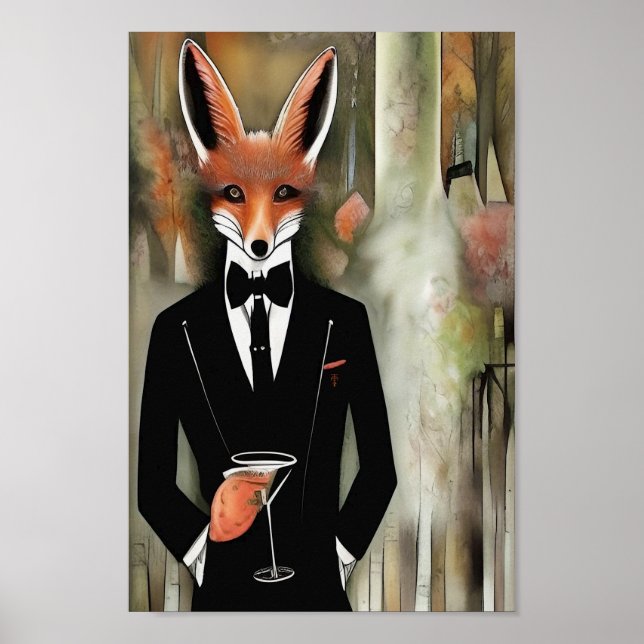 Poster Red Fox com Martini (Frente)