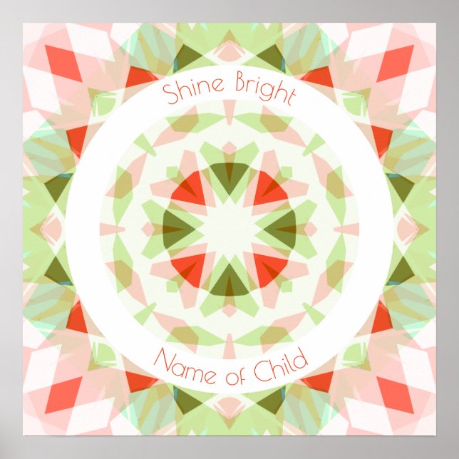 Poster Red Green Shine Bright Star Name Decor (Frente)
