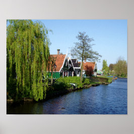 Poster Red Green White Zaanse Schans - Casas de madeira h