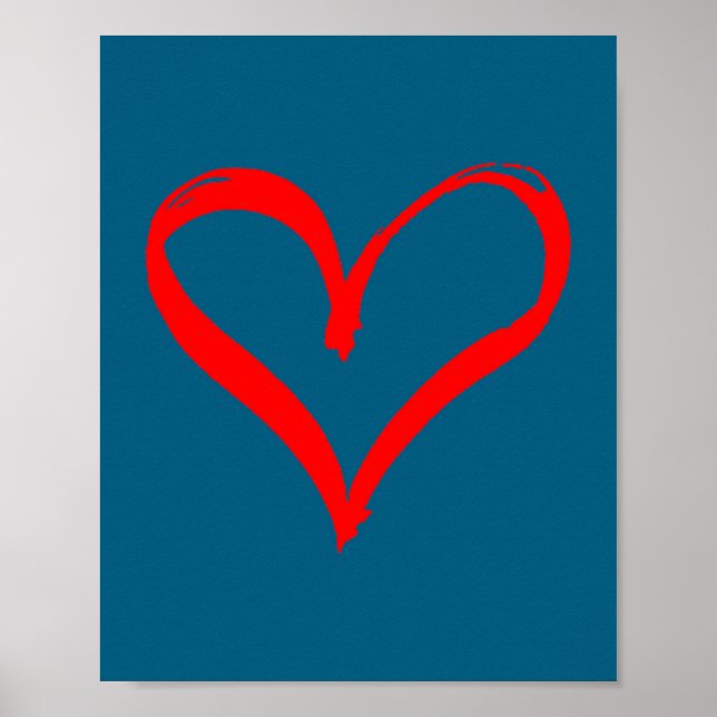 Poster Red Heart Funny Cute Design For Men Women Husband  (Frente)
