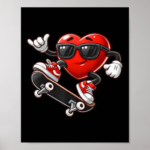 Poster Red Heart Skateboard Dia de os namorados Toddler K