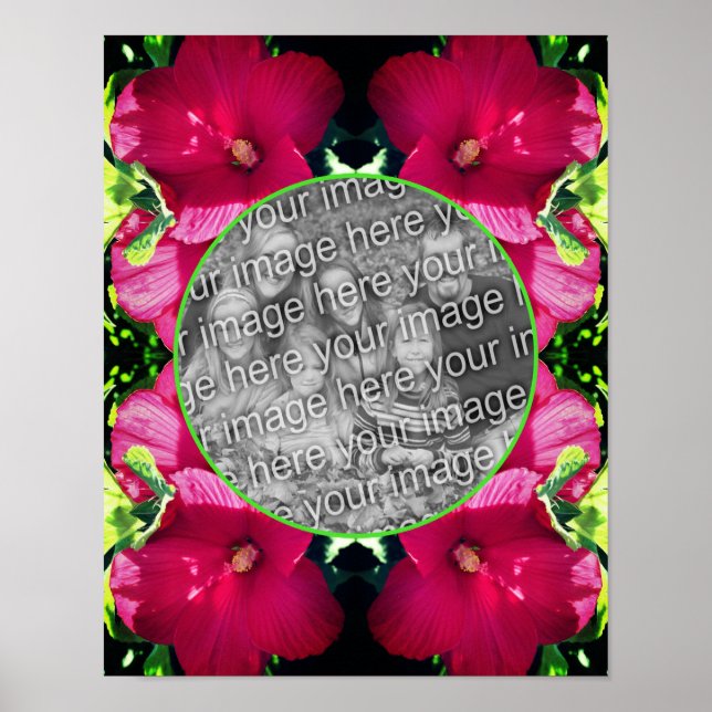 Poster Red Hibiscus Flowers Frame Adicionar Sua Própria F (Frente)