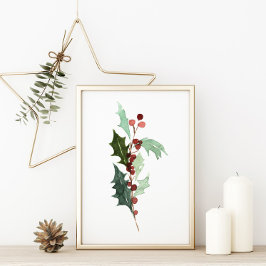 Poster Red Holly Berry Natal