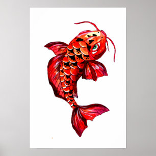 Poster Red Koi Carp Fish