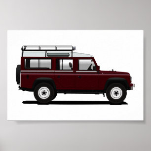 Poster Red Land Rover Defender 110