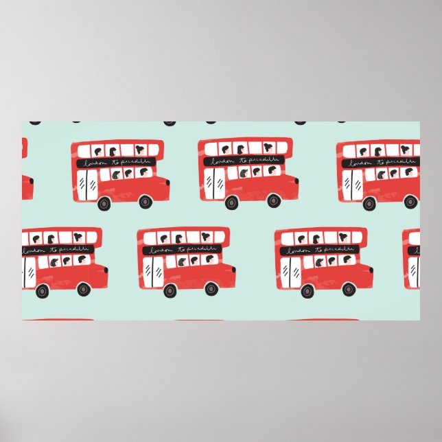 Poster Red London Double Decker Bus Vint (Frente)