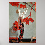 Póster Red Madame Art Deco Design<br><div class="desc">Esta é uma bela ilustração do período da Arte Deco. Eu adoro as pop vermelhas vívidas de cor,  assim como a sutura do vestido,  com as cordas dos colares. Sem dúvida uma homenagem à decadência do tempo!</div>