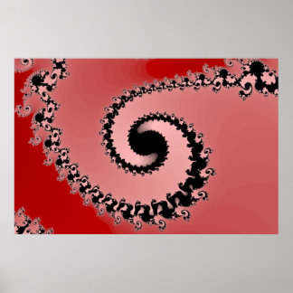 Poster Red Mandelbrot Spiral
