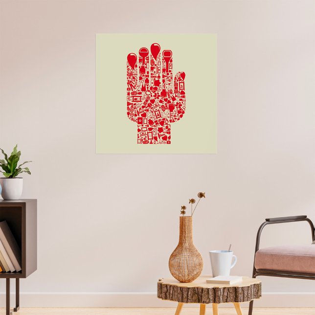 Poster Red Medical Hand Symbol Healthcare (Criador carregado)