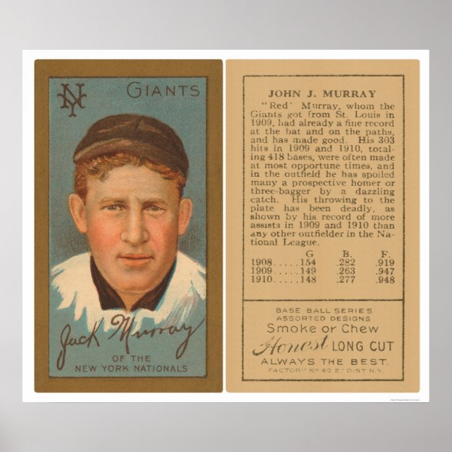 Póster Red Murray Giants Baseball 1911 (Frente)