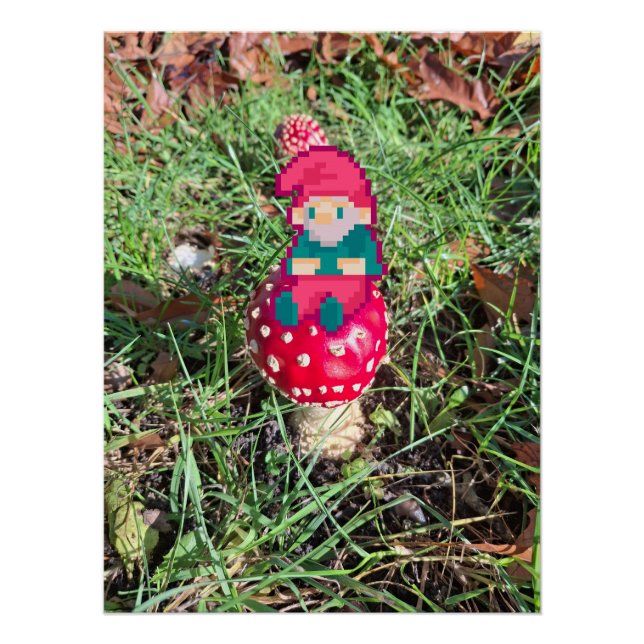 Póster Red mushroom, gnoom pixelart, Pixel Art  (Frente)