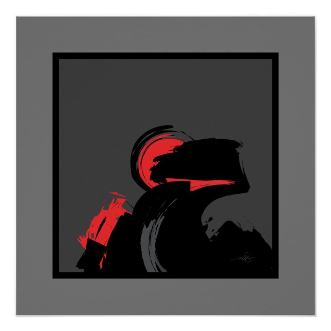 Póster Red 'n Black Night Sentinal Moderna Abstrato Art (Frente)