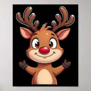 Poster Red Nose Reindeer Natal Festa Festiva Festiva D