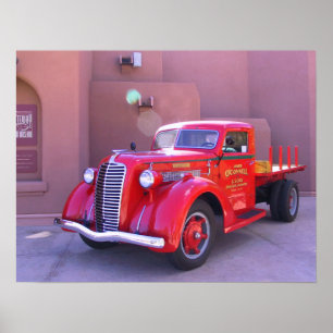 Poster Red Oldtimer Truck