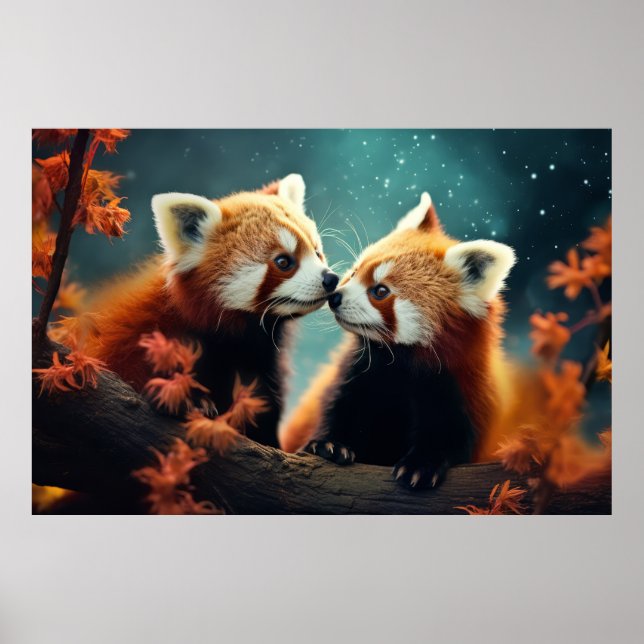 Poster Red Panda Animal Wilderness Arte Colorida (Frente)